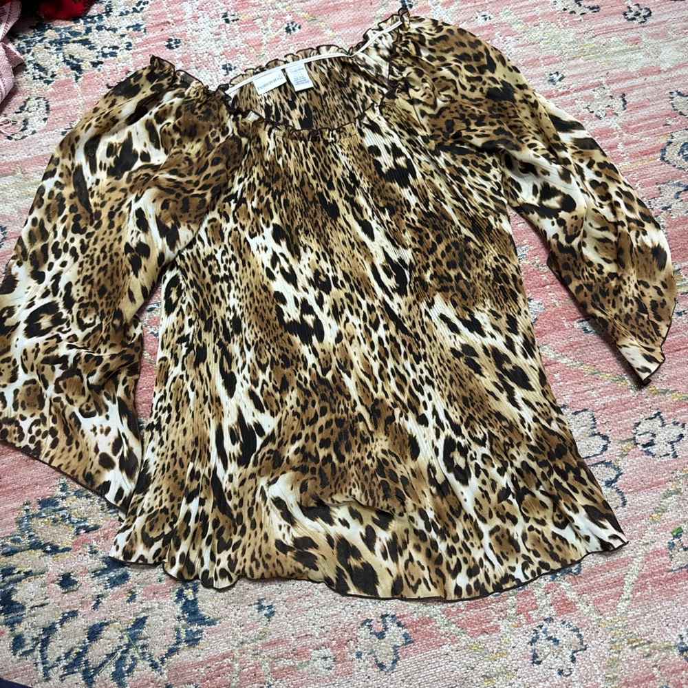 Vintage Cheetah Off-Shoulder Blouse